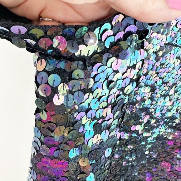 Bird by Juicy Couture Wool Knit Mermaid Sequin Dress w/Flutter Sleeve Sz Large - Picture 13 of 14